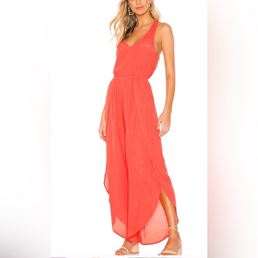 cupcakes & cashmere Coral V-Neck Sleeveless Jumpsuit